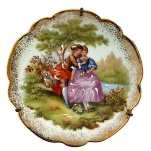 Vintage Limoges France‎ Fragonard Courting Scene Mini Porcelain Plate 4"